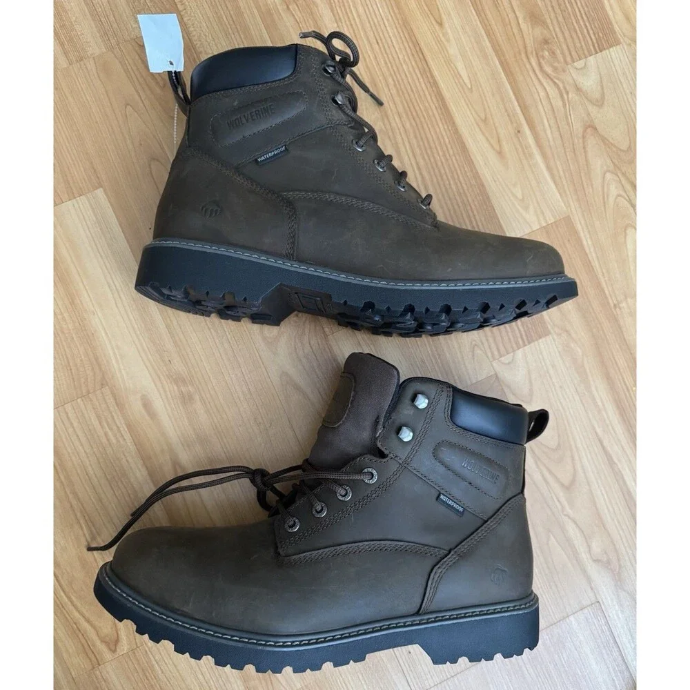 Wolverine Floorhand Waterproof 6” Work Boots Mens 14 Brown Leather Soft Toe SR